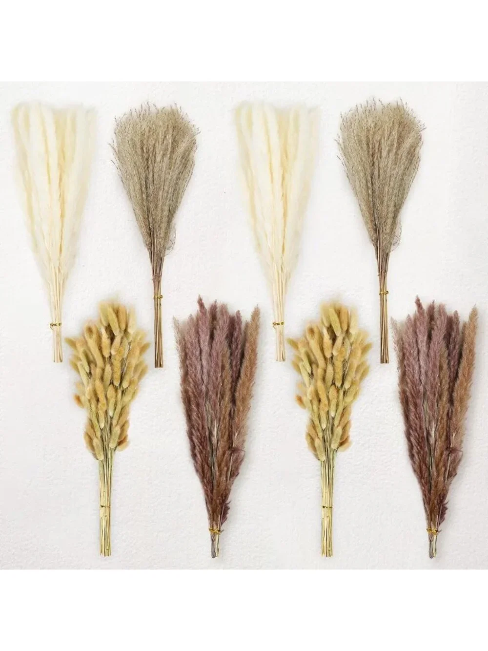 200 Pcs Dried Pampas Grass & Bunny Tails - Boho Home Decor, Rustic Wedding